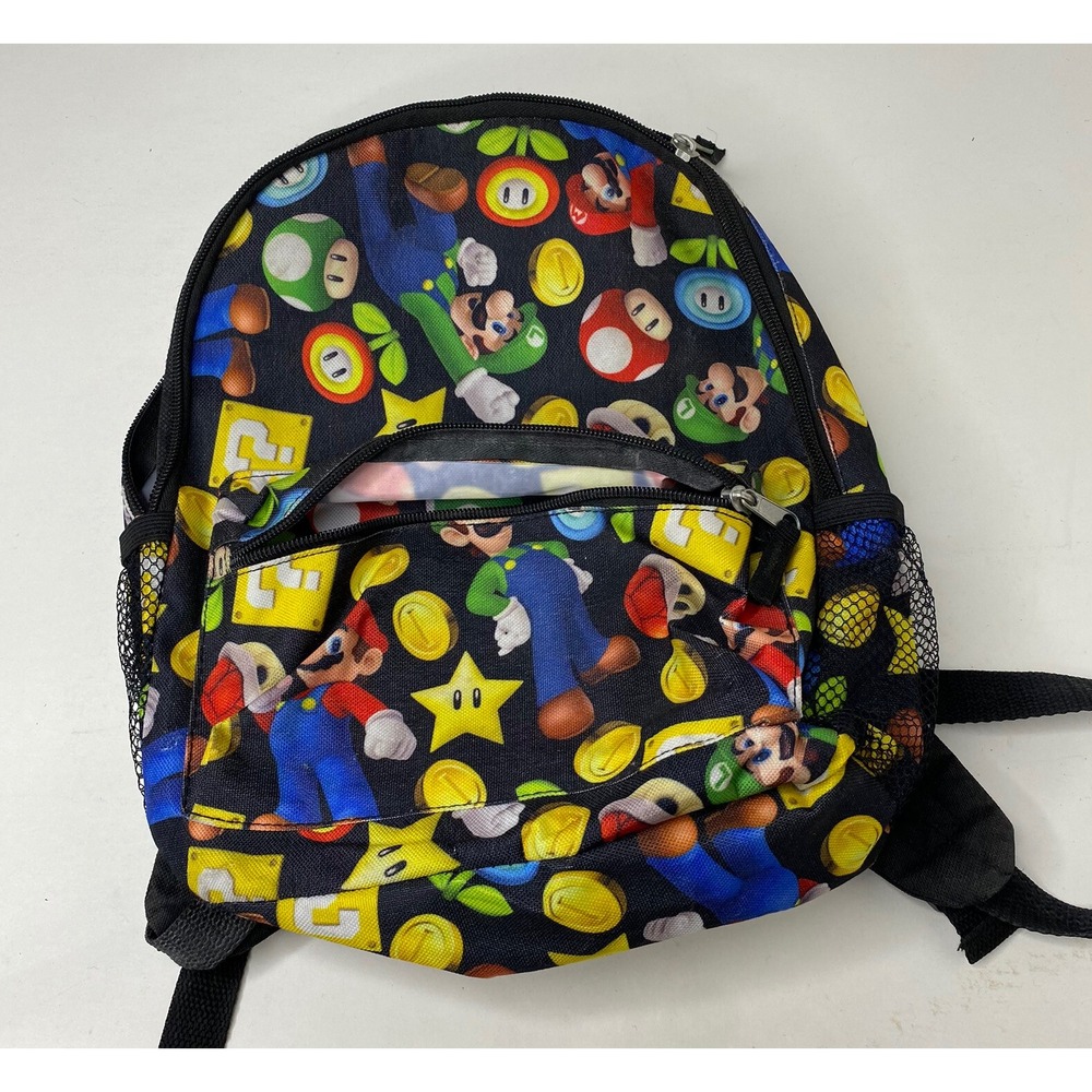 Super Mario Bros Nintendo Kids Backpack Mario Luigi Coins All Over Print 2017